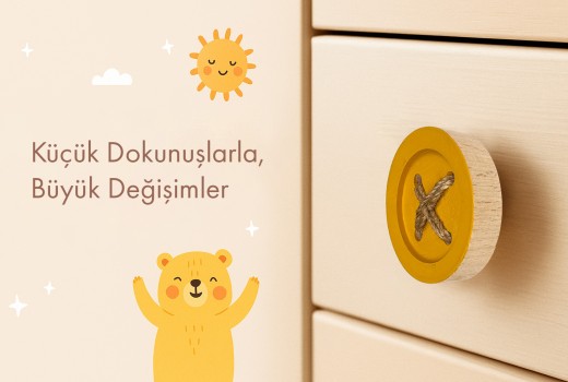 Ahşap Kulplarla Çocuk Odası Dekorasyonuna Doğal Dokunuş