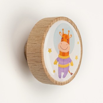 Astronot Zürafa Ahşap Kulp