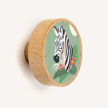 Zebra Figürlü Ahşap Kulp