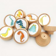 Dinozor Serisi Ahşap Çocuk Odası Kulpları - 8'li Set