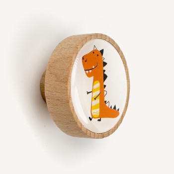 Turuncu Dinozor Ahşap Kulp