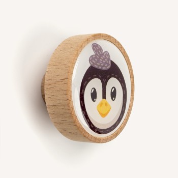 Penguen Figürlü Çocuk Odası Ahşap Kulp