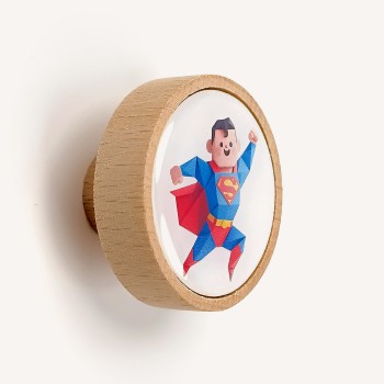 Superman Origami Tarzı Ahşap Çocuk Odası Kulpu