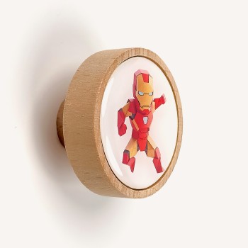 İron Man Origami Tarzı Ahşap Çocuk Odası Kulpu