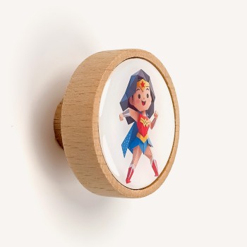 Wonder Woman Origami Tarzı Ahşap Çocuk Odası Kulpu