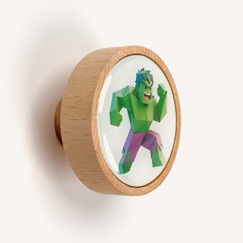 Hulk Origami Tarzı Ahşap Çocuk Odası Kulpu