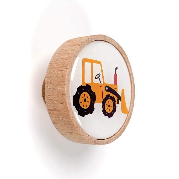 Dozer Figürlü Doğal Ahşap Çocuk Odası Mobilya Kulpu Dozer Figürlü Doğal Ahşap Çocuk Odası Mobilya Kulpu