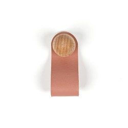 Pudra Pembe Ahşap Detaylı Düğme Deri Kulp Pudra Pembe Ahşap Detaylı Düğme Deri Kulp