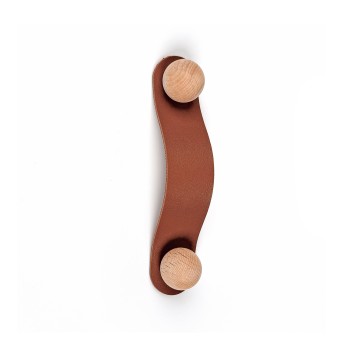 Kahverengi Ahşap Detaylı 96 mm Deri Kulp