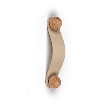 Bej Ahşap Detaylı 96 mm Deri Kulp