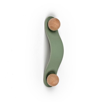 Ihlamur Yeşili Ahşap Detaylı 96 mm Deri Kulp